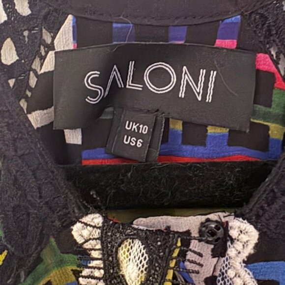 Saloni Geometric Print Silk Dress, Sz 6, NWOT - Picture 9 of 11